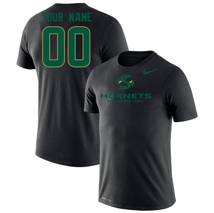 Custom Sacramneto State Hornets Name And Number Tshirts-Black
